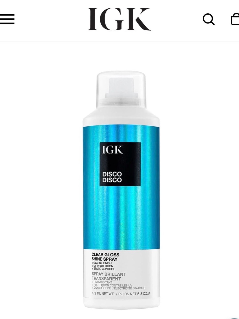 IGK Disco Disco Clear Gloss Shine Spray